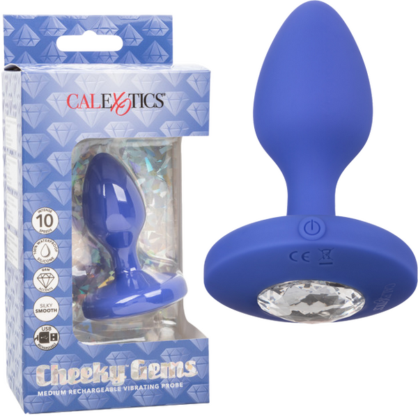 Cheeky Gems Medium Rechargeable Vibrating Probe – Flexible Silicone Vibrator > Anal Range > Jewel Butt Plugs