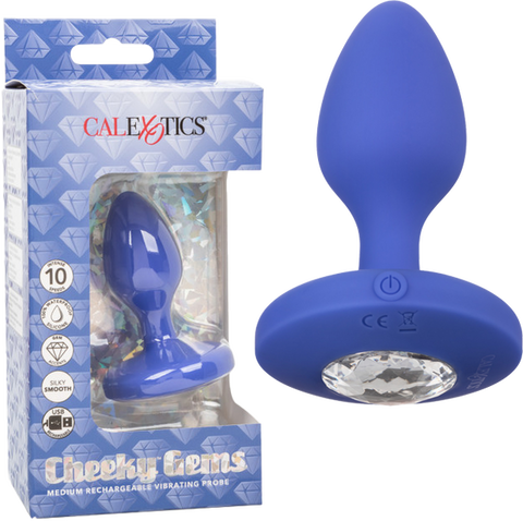 Cheeky Gems Medium Rechargeable Vibrating Probe – Flexible Silicone Vibrator > Anal Range > Jewel Butt Plugs