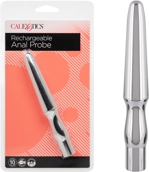 Rechargeable Anal Probe – Ultra-Powerful Tapered Vibrating Anal Probe with 10 Functions Silver > Anal Range > Butt Plugs
