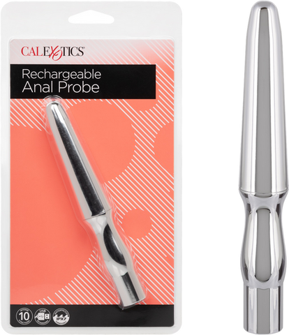 Rechargeable Anal Probe – Ultra-Powerful Tapered Vibrating Anal Probe with 10 Functions Silver > Anal Range > Butt Plugs