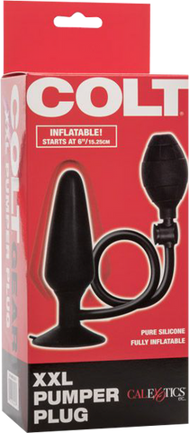 Colt XXL Pumper Plug Black Silicone Inflatable Anal Plug with Squeeze Bulb and Quick Release Valve Black XXL > Anal Range > Tunnel and Stretchers