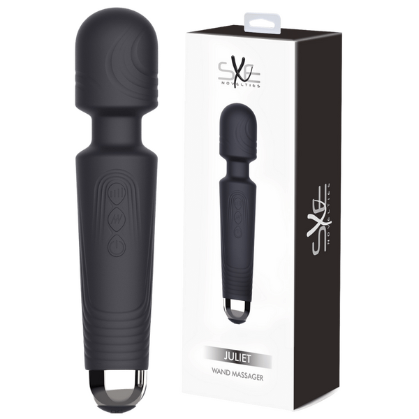 Juliet Rechargeable Power Wand – Waterproof Soft Silicone USB Charging Vibrator Black > Sex Toys > Mini Massagers