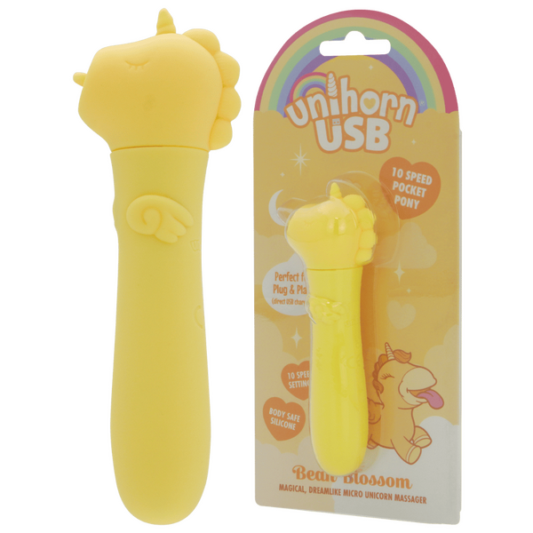Unihorn USB Bullet (Bean Blossom Yellow) – Rechargeable 10-Speed Silicone Vibrator Yellow > Vibrators > Ladies > Clitoral Vibrators and Stimulators