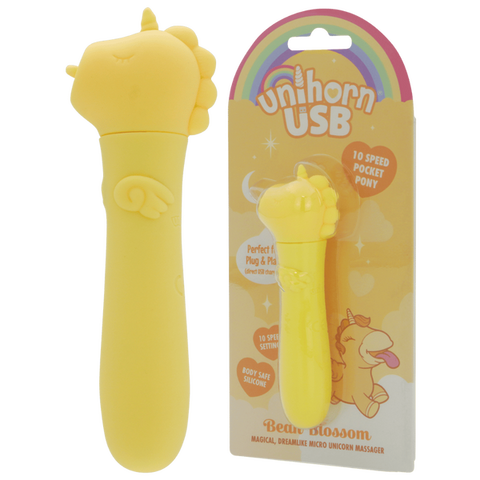 Unihorn USB Bullet (Bean Blossom Yellow) – Rechargeable 10-Speed Silicone Vibrator Yellow > Vibrators > Ladies > Clitoral Vibrators and Stimulators