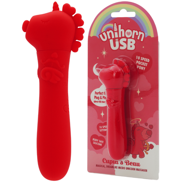 Unihorn Cupid's Beau (Red) – Silicone USB Bullet Vibrator with 10 Speeds Red > Sex Toys For Ladies > Clitoral Vibrators and Stimulators