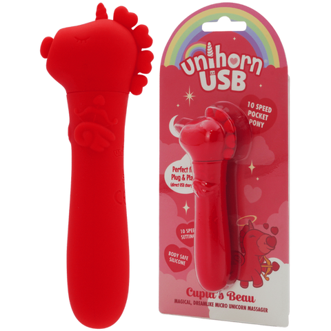 Unihorn Cupid's Beau (Red) – Silicone USB Bullet Vibrator with 10 Speeds Red > Sex Toys For Ladies > Clitoral Vibrators and Stimulators