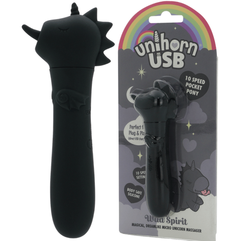 Unihorn Wild Spirit (Black) – Compact USB Silicone Vibrating Bullet with 10 Speeds Black > Vibrators > Ladies > Clitoral Vibrators and Stimulators