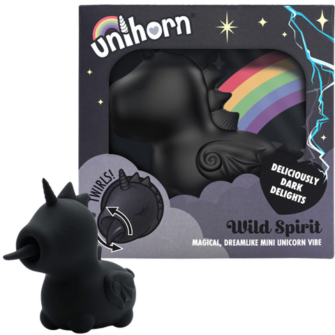 Wild Spirit The Lashing Tongue One – Mini Unicorn Vibrator with 10 Speeds and Motions Black > Vibrators > Ladies > Clitoral Vibrators and Stimulators
