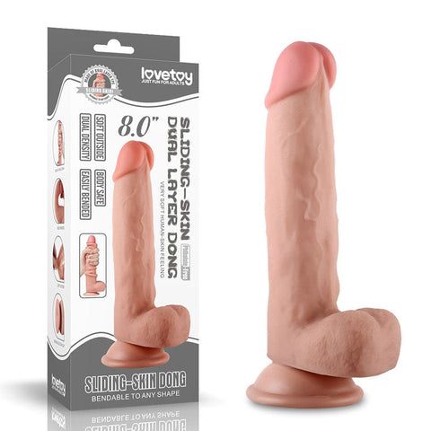Sliding Skin Dual Layer Dong 19 Centimeter Flexible Skin Adult Toy Dongs Realistic