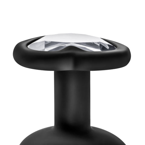 Luxe Bling Plugs Training Kit Black With Clear Gems - 3 Sizes Butt Plugs