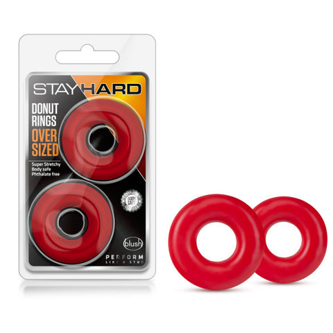 Stay Hard - Donut Rings Oversized - Large Cock Rings - Set of 2 Red COCK RING Set