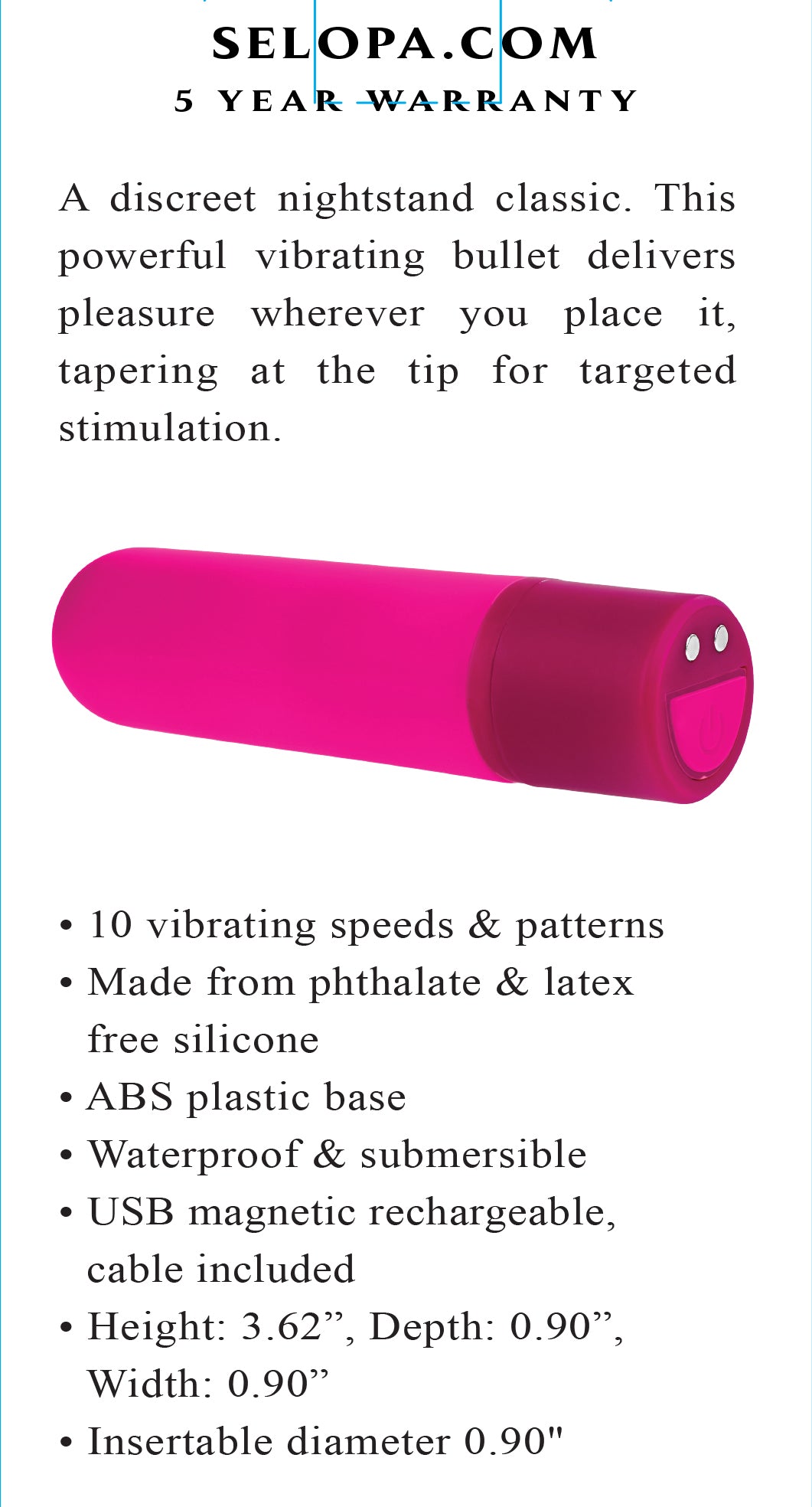 Selopa Tiny Temptation Vibrating Bullet Pink 9.2 cm > Vibrators > Mini Vibrators