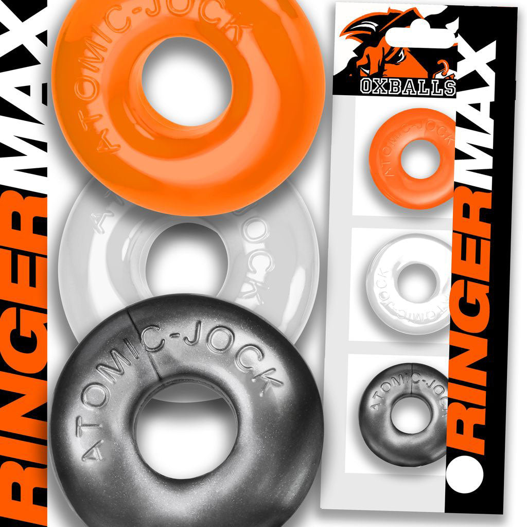 Ringer Max 3-Piece Cock Ring Set (Black) – Thick, Strong, Stretchy Cock Rings Multi > Cock Ring > Sets