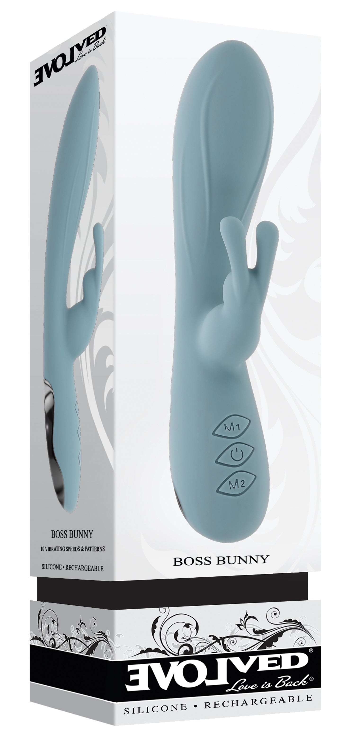 Boss Bunny Blue Silicone Rabbit Vibrator with Dual Stimulation Blue VIBRATORS-RABBIT