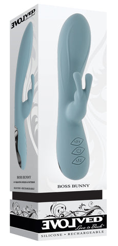 Boss Bunny Blue Silicone Rabbit Vibrator with Dual Stimulation Blue VIBRATORS-RABBIT