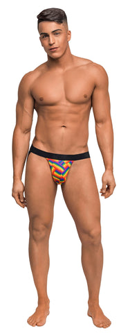Male Power Pride Fest Jock with Rainbow Herringbone Print Large Extra Large Mens G-Strings