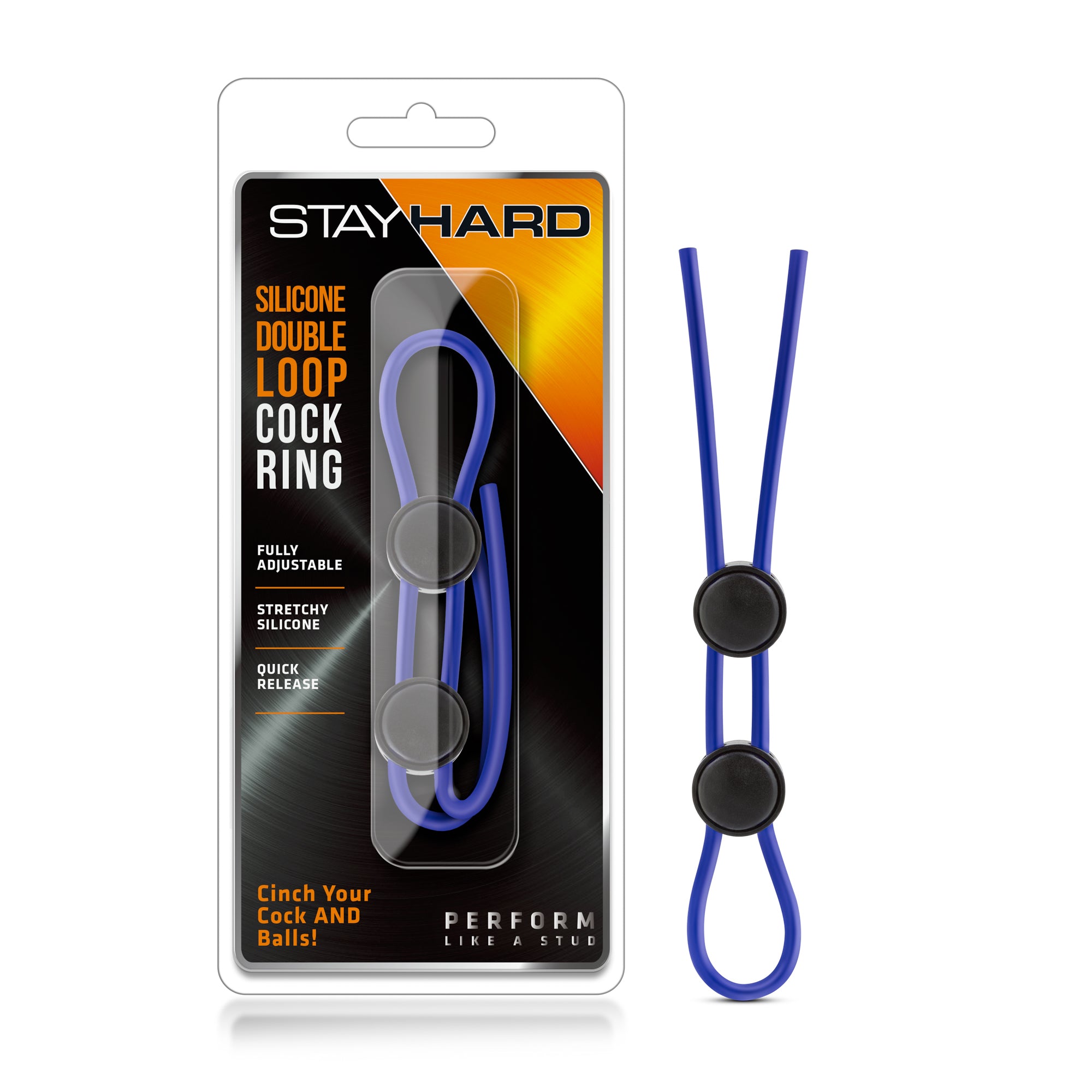 Stay Hard Silicone Double Loop (Black) – Adjustable Cock Ring COCK RINGS