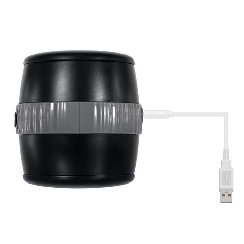 Gender X Barrel of Fun – USB Rechargeable Stroker Black > Sex Toys For Men > Masturbators > Vibrating