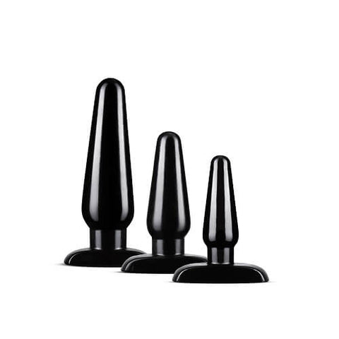 Anal Adventures 3 Pc Basic Plug Kit (Black) – Beginner-Friendly Butt Plug Set Including Small 4 Inch, Medium Sizes Black > Anal Range > Butt Plug Kits