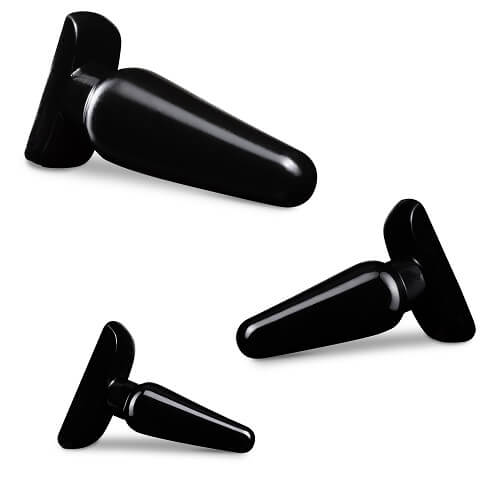 Anal Adventures 3 Pc Basic Plug Kit (Black) – Beginner 4 Inch and Medium > Anal Range > Butt Plug Kits
