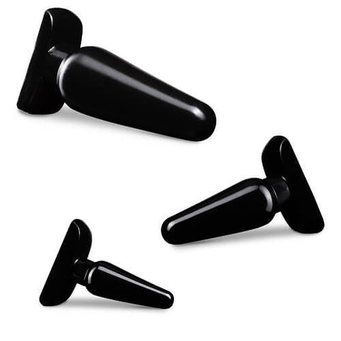 Anal Adventures 3 Pc Basic Plug Kit (Black) – Beginner-Friendly Butt Plug Set Including Small 4 Inch, Medium Sizes > Anal Range > Butt Plug Kits