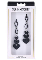 Heart Nipple Ties Black Faux Leather Sensual Adult Accessory > Sex Toys > Nipple Clips