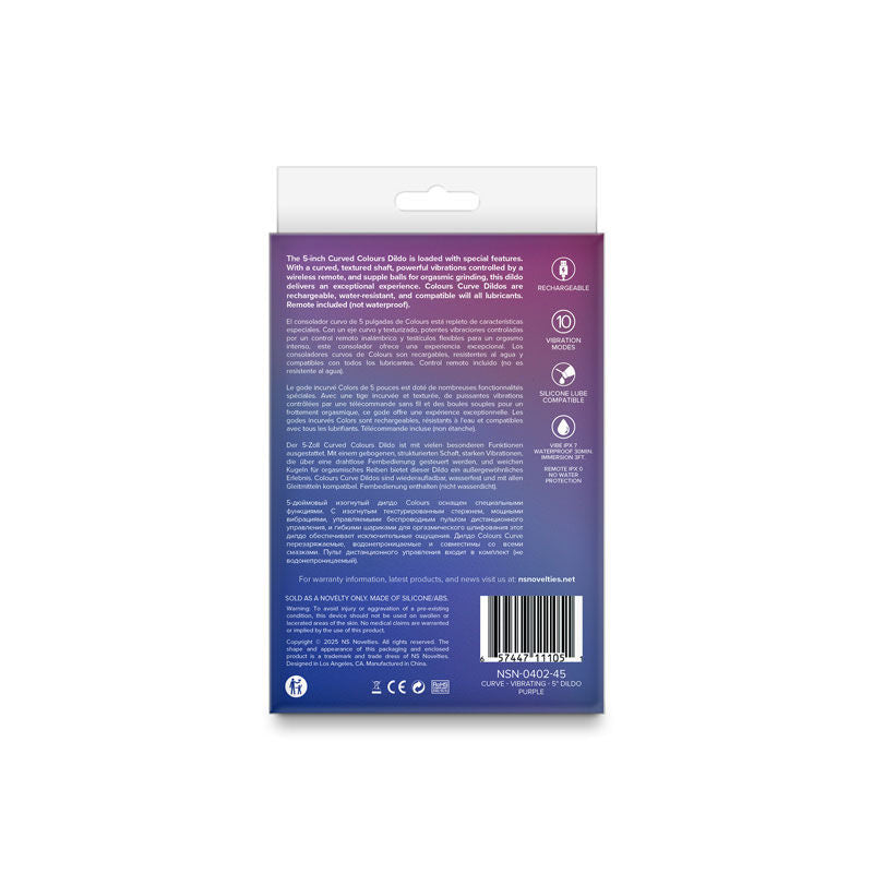 Colours Curve (Pink| Purple| Teal) – Waterproof Vibrating Dildo Purple Dildos & Dongs