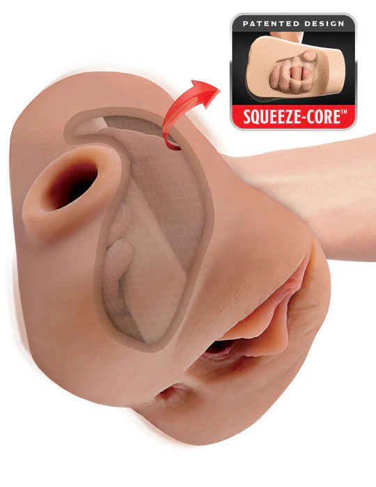 Pdx Plus Double Pounder Vibrating Squeeze Stroker Toy Light > Sex Toys For Men > Masturbators > Manual