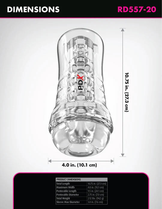 Pdx Elite Viewtube Plus (Clear) – See-Thru Stroker > Sex Toys For Men > Masturbators > Manual