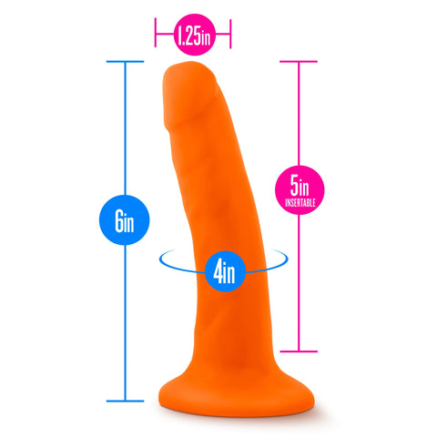 Neo Dual Density Cock 6 Inch Neon Orange Vibrator DONGS