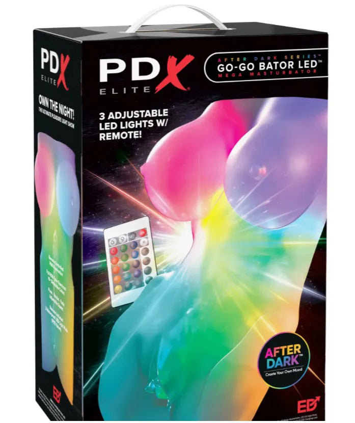 Pdx Elite After Dark Series Go-Go Bator – LED Mega Masturbator Clear > Sex Toys For Men > Masturbators > Vibrating