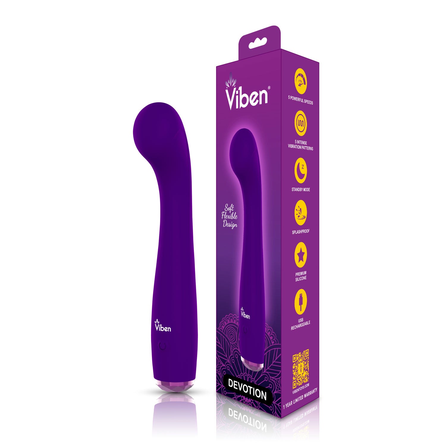 Viben Devotion Violet G-Spot Vibrator for Intense Pleasure Vibrators - G Spot