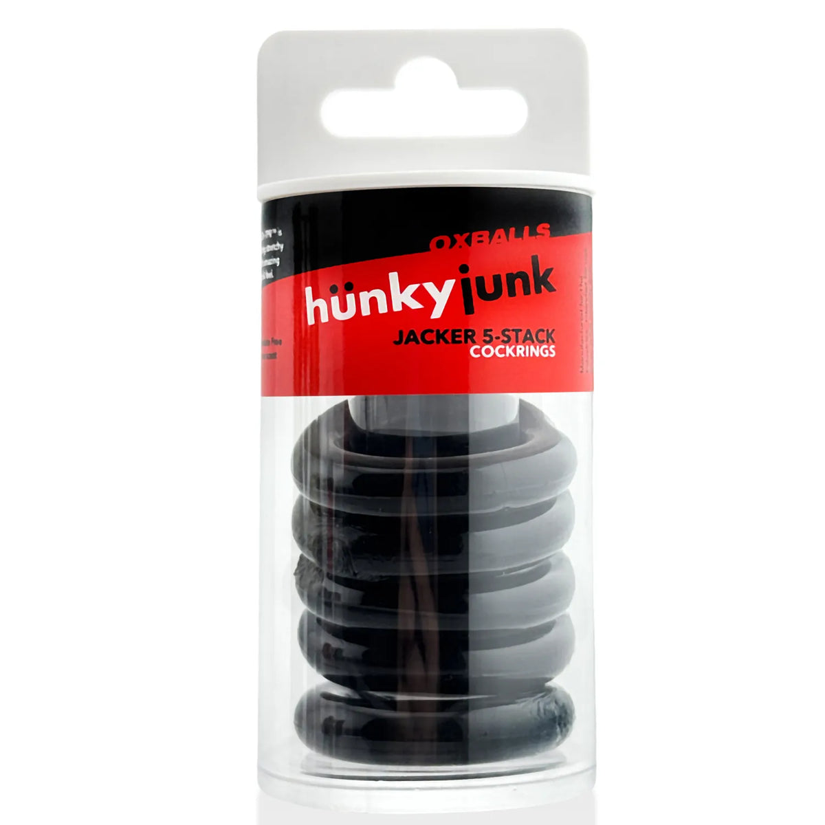 Jacker 5-Stack Five-Pack Tube Super-Strong Cockrings Black > Cock Ring > Sets