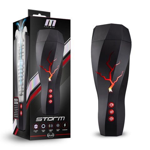 M for Men Storm (White) – Ribbed Masturbator Cup Vibrator with 7 Vibration Functions and Suction > Sex Toys For Men > Masturbators > Vibrating