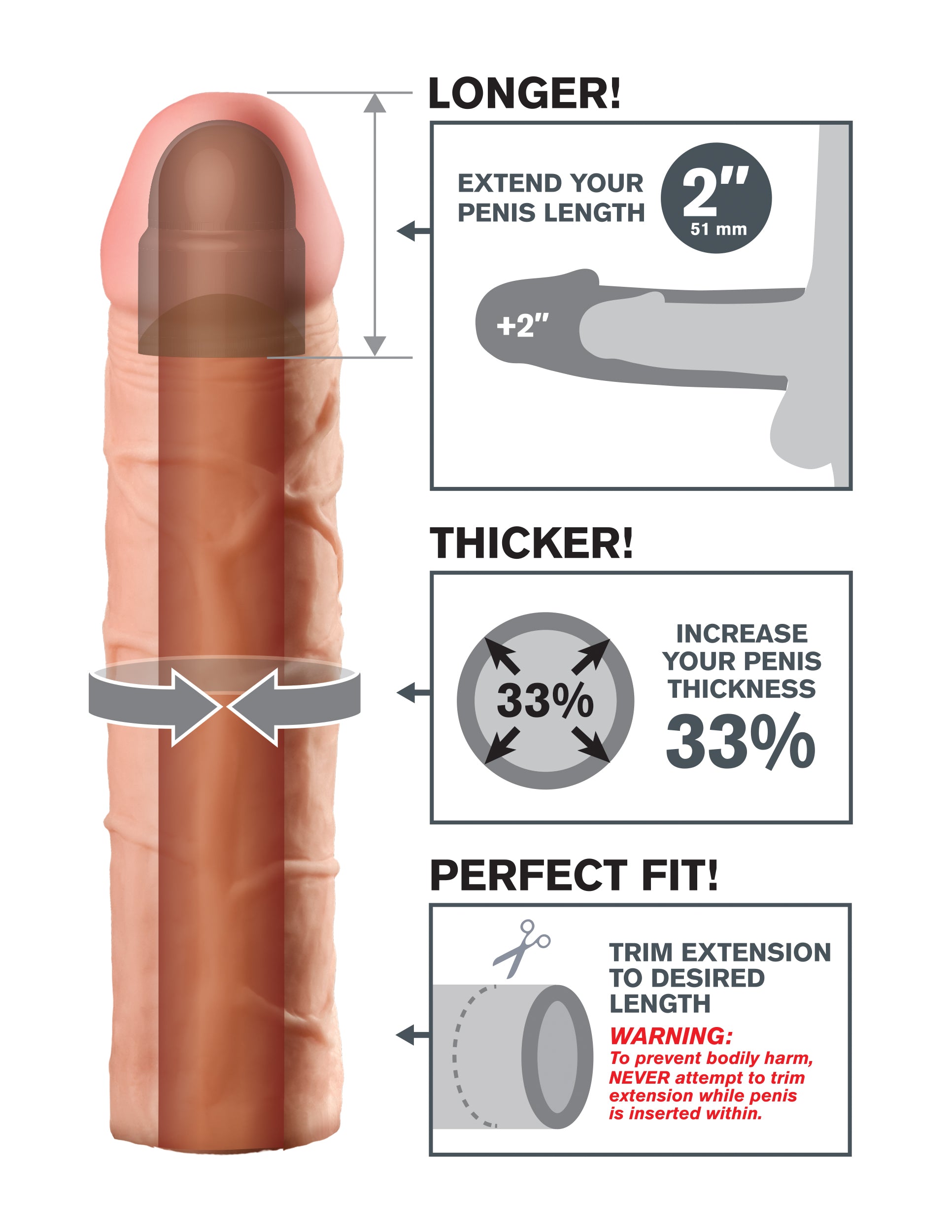 Fantasy X-Tensions Perfect 2 Inch Extension Penis Extension Sleeve SLEEVES