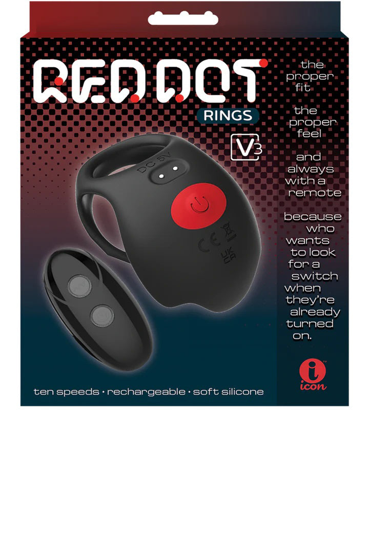Red Dot Rings V3 USB Rechargeable Cock & Ball Ring with Remote Multi Cock Rings Vibrating