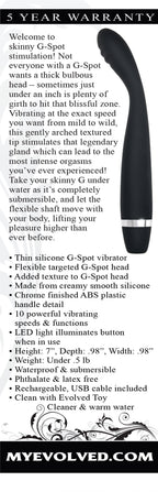 Evolved Skinny G – USB Rechargeable Slim 17.8 cm Vibrator > Sex Toys For Ladies > G-Spot Vibrators