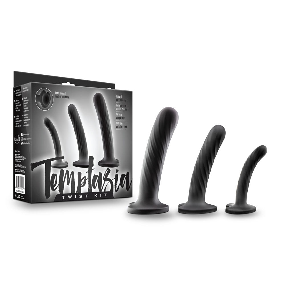 Temptasia Twist Kit Set of Three Unique Swirling Dildos for Enhanced Playtime Dongs Neutral