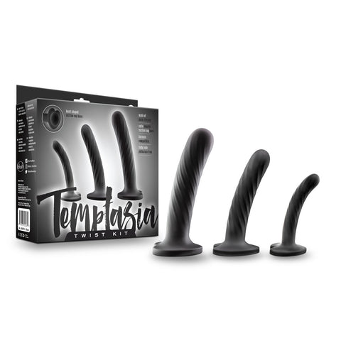 Temptasia Twist Kit Set of Three Unique Swirling Dildos for Enhanced Playtime Dongs Neutral
