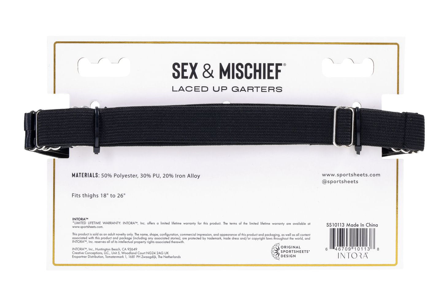 Laced Up Adjustable Garters for Thighs 18 to 26 Inches Black Hosiery