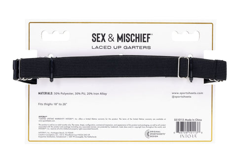 Laced Up Adjustable Garters for Thighs 18 to 26 Inches Black Hosiery