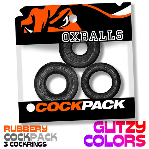 Cockpack Multi Design (Black Mica) – Multi-Size Multi-Shape Cockring Pack > Cock Ring > Sets