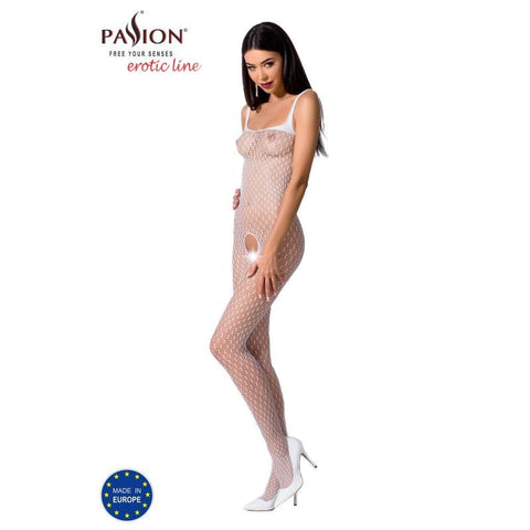 Bodystocking in Red / White - Elegant Fine Mesh Design Bodystocking