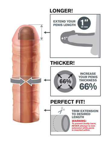 Fantasy X-tensions Mega 1 Inch Extension – Flexible Fanta Flesh Penis Extension > Sex Toys For Men > Penis Sleeves