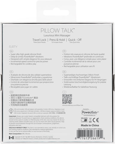 Pillow Talk Flirty Teal Vibrator for Playful Exploration Vibrators