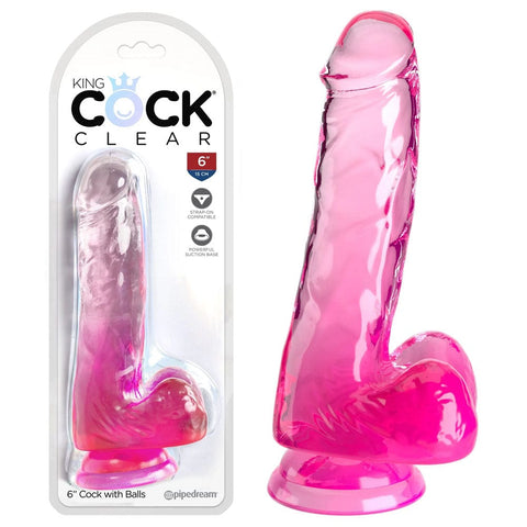 King Cock Clear 6 Inch Cock With Balls Adult Sex Toy DONGS