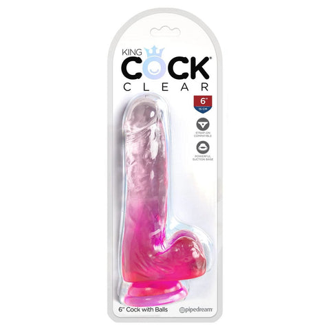 King Cock Clear 6 Inch Cock With Balls Adult Sex Toy DONGS