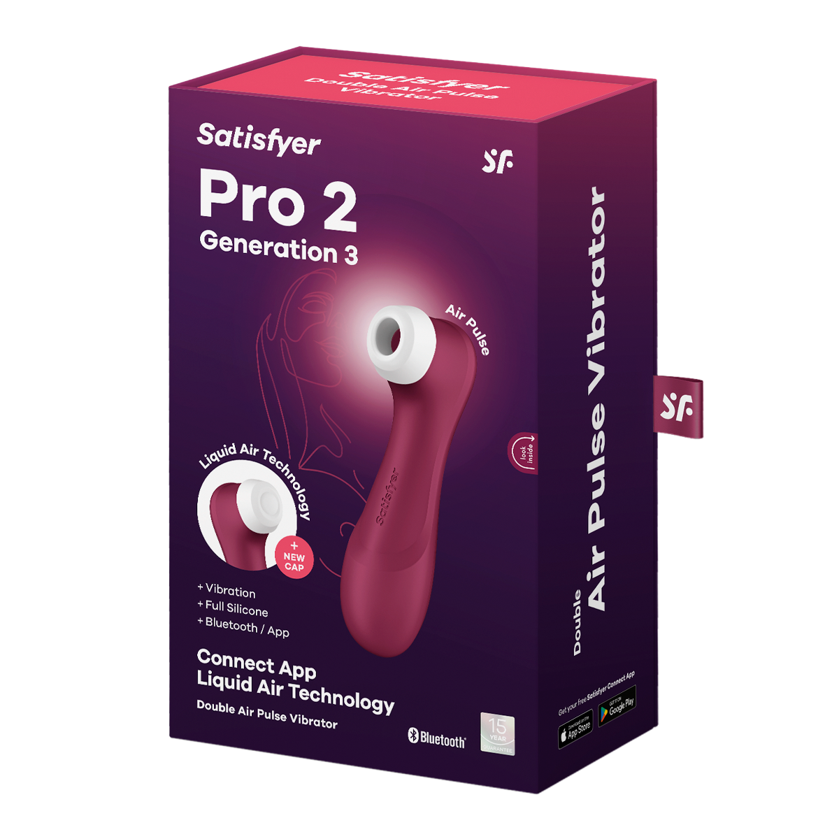 Satisfyer Pro 2 Gen 3 – App-Controlled Rechargeable Clitoral Stimulator - Wine Red > Sex Toys For Ladies > Air Pulsation