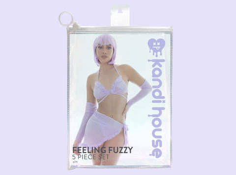 Feeling Fuzzy Lilac Festival Set with Pasties and Sarong Tie Skirt Medium Large > Clothes > Plus Size Lingerie