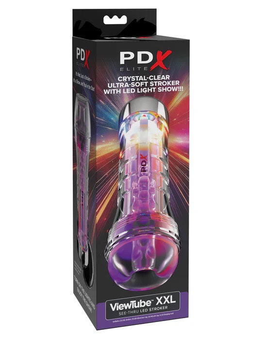 PDX Elite ViewTube XXL (Clear) – LED Stroker Clear > Sex Toys For Men > Masturbators > Manual